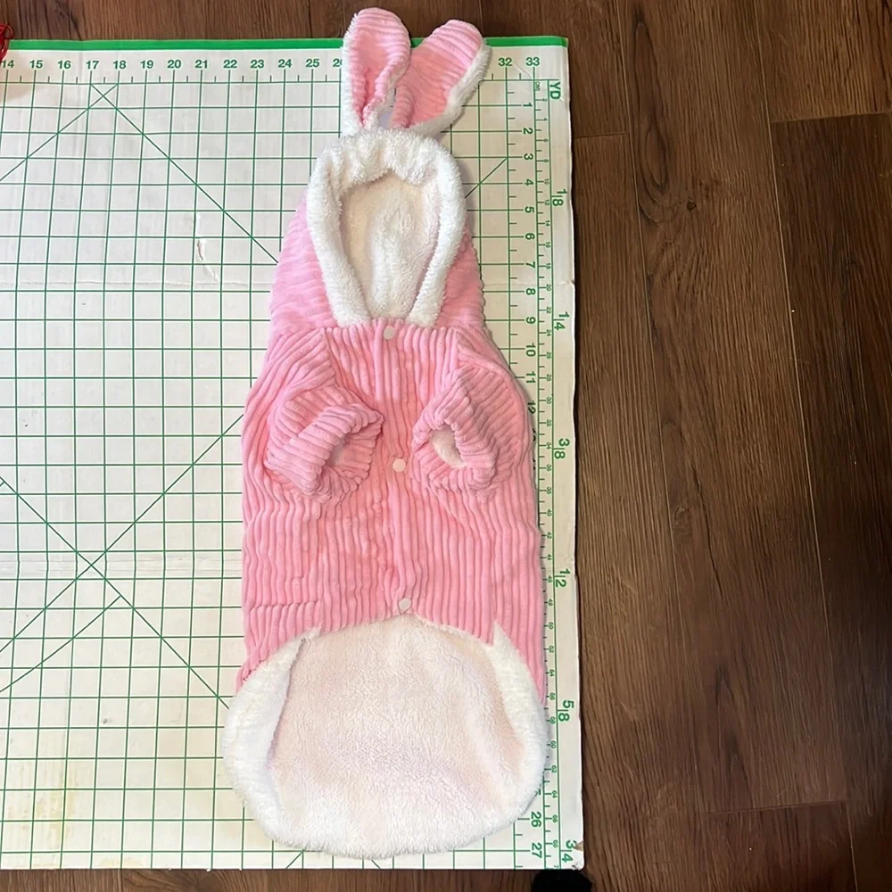 NWT dog bunny costume Dog Cat Ribbed pink with white fleece Halloween costume